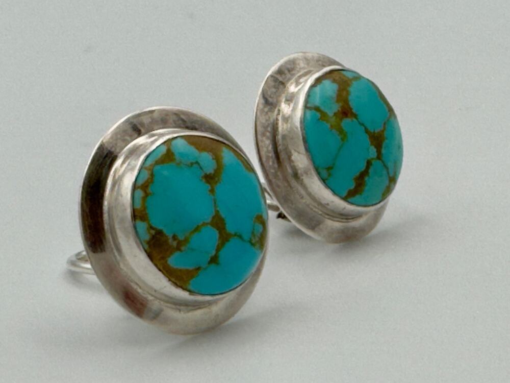 Vintage Sterling Silver Turquoise Native American Style Earrings